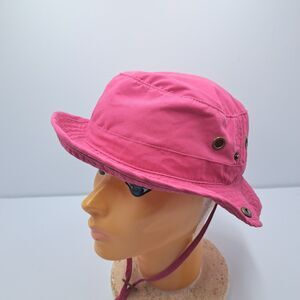Scala Kids Bucket Boonie Hat Sun Hat 4-6 Pink Vented Drawstring Cotton Camp